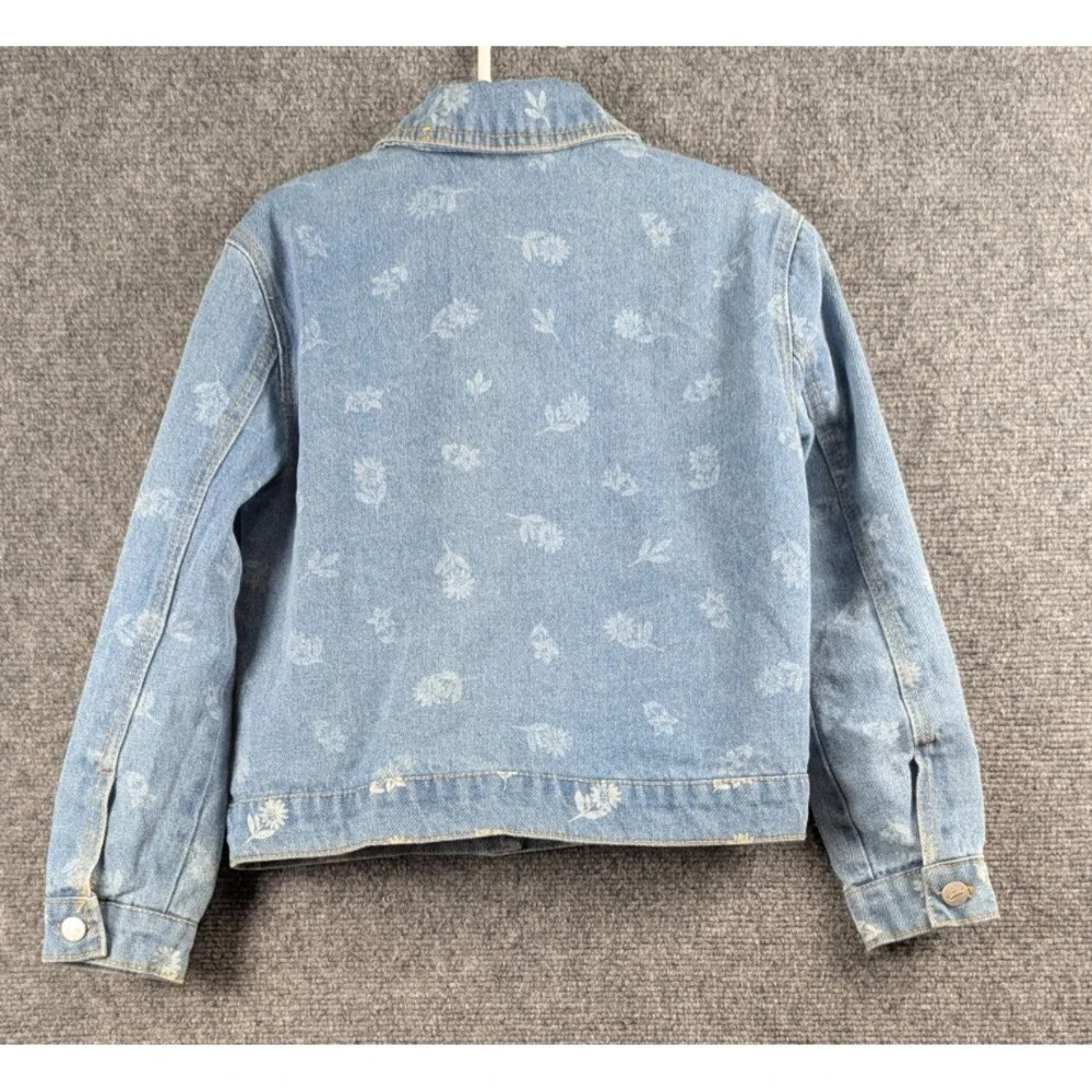 Disney Princess Girls Lined Denim Jacket Belle Cinderella Tiana Floral Print 5/6 - Picture 2 of 9